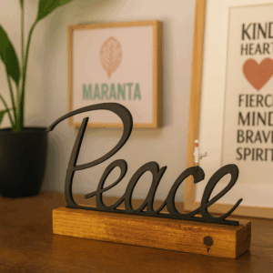 Item Decorativo de Madeira Peace
